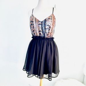 WINDSOR Sparkle from backless Mini Dress Ruffled, flare silhouette